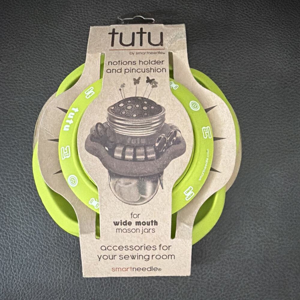 Tutu Mason Jar Notions Holder & Pincushion Wide Mouth Sewing Organizer NIP